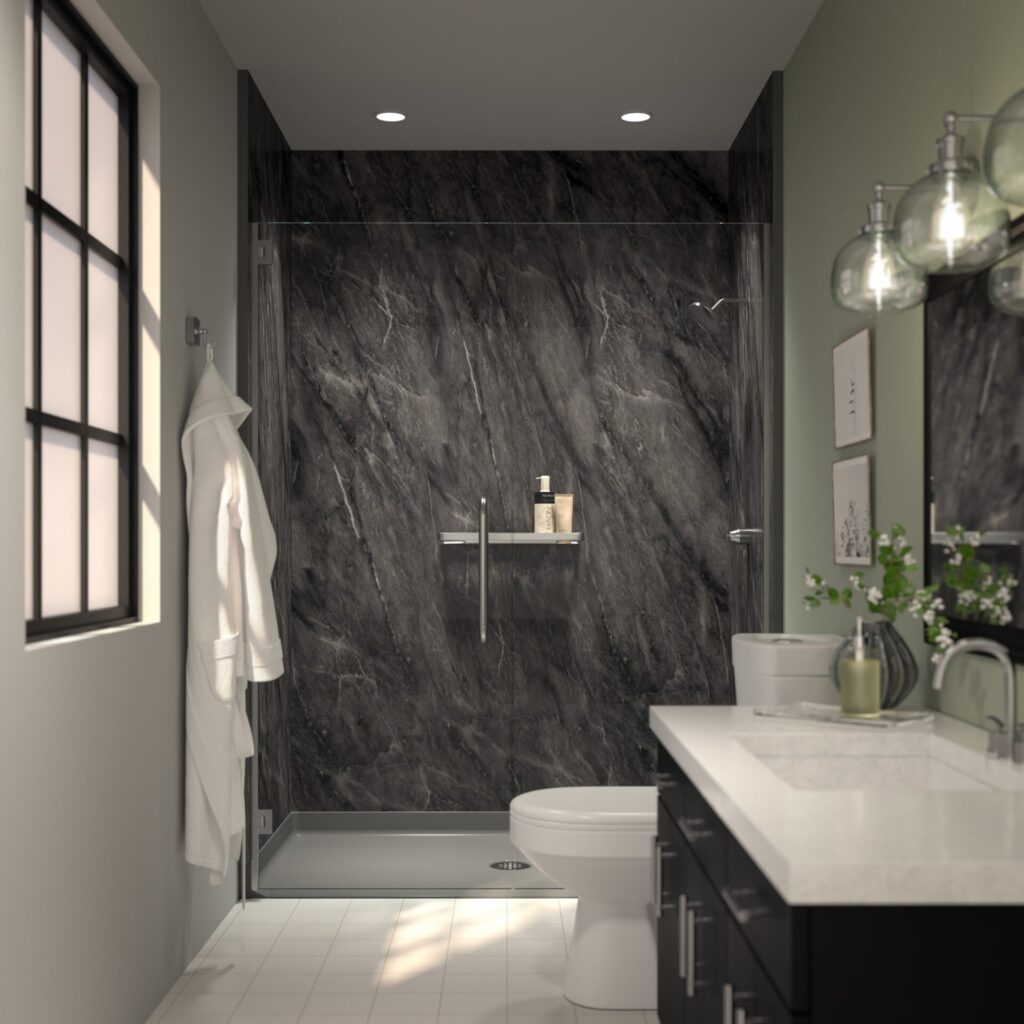 Aging Safely Baths installation crew completing a bathroom remodel in Littleton, Colorado