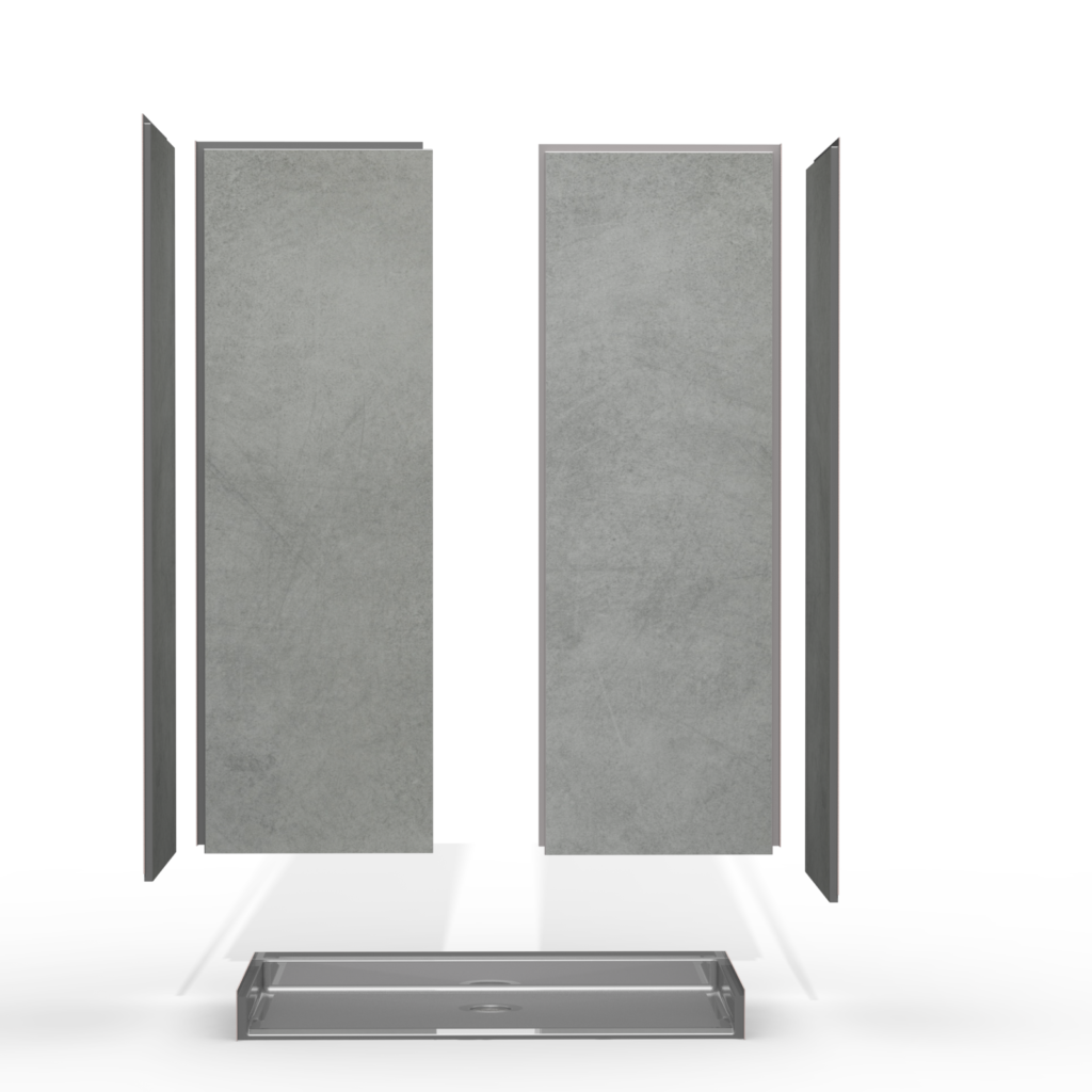 Split-seam back wall Crestline shower kit example